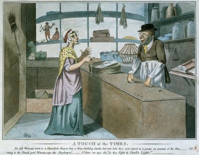 タッチ・アット・ザ・タイムズ、フランス封鎖の風刺画、1805年3月 作： English School