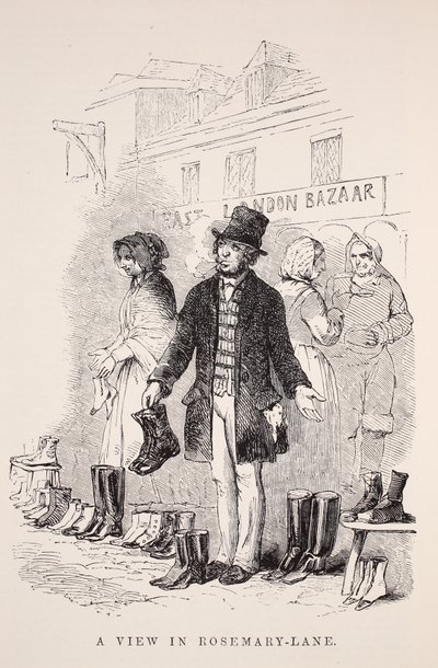 パブ、ヘンリーメイヒューによるロンドンレイバーとロンドンプアーのイラスト、ローズマリーレーンの眺め。 1862 作： English School