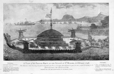 1798年2月、サンマロでのフランスいかだの眺め（アクアチント） 作： English School