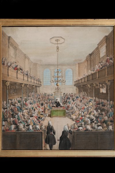 B.コール（fl.1748-75）によって刻まれた貴族院の眺め（手描きの彫刻） 作： English School