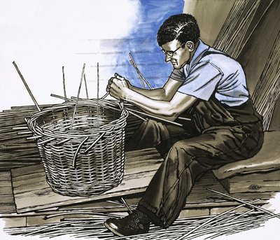 仕事でバスケット織り 作： English School