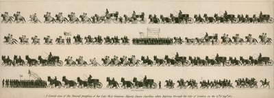 1821年8月14日にロンドン市を通過したときの彼女の亡くなった最も優雅な女王キャロラインの葬列の正しい見方 作： English School