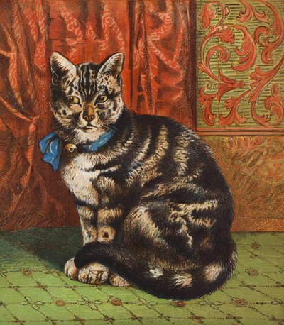 ファッショナブルな猫（カラーリトグラフ） 作： English School