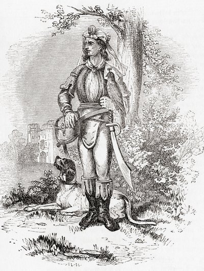 オールド・イングランドの大鷹匠：A Pictorial Museum, pub.1847 作： English School