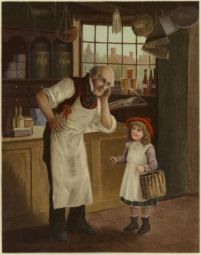 食料品店の店の小さな女の子に耳をすませます 作： English School
