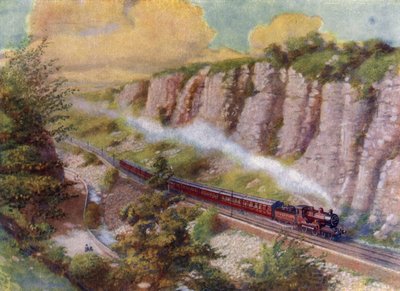 長い旅客列車（リトグラフ 作： English School