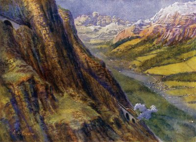 スイスの山岳鉄道（リトグラフ 作： English School