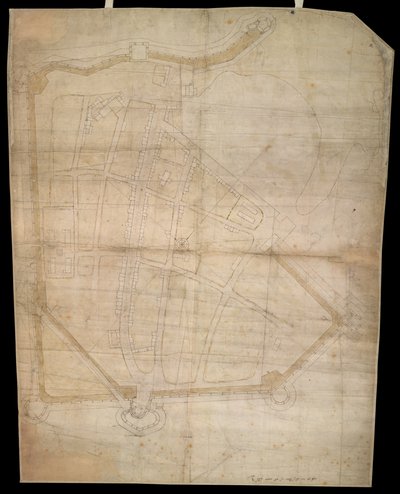 ポーツマスの町の要塞の平面図（1545-1546年頃 作： English School