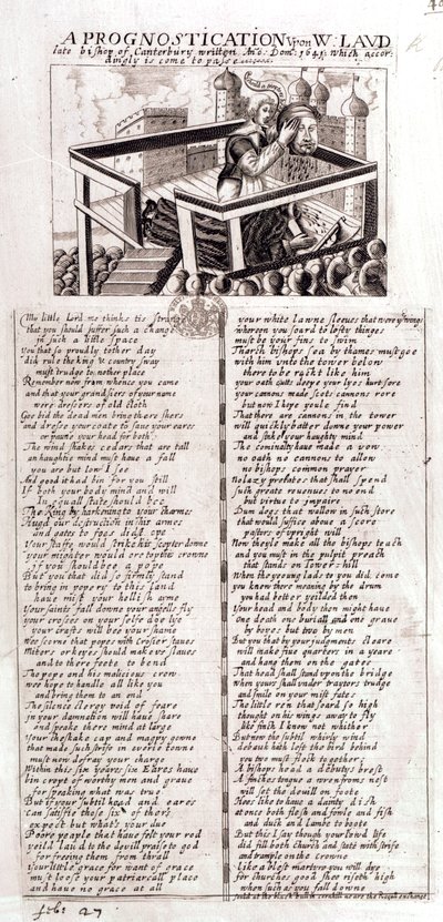 キャンタベリーの晩期司教、W。ラウドに対する予後、1641年にアノドムを書いた。 作： English School