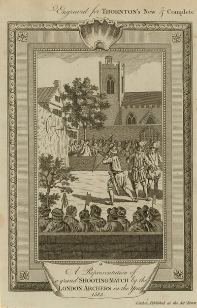1583年のロンドン射手によるグランドシューティングマッチの表現 作： English School