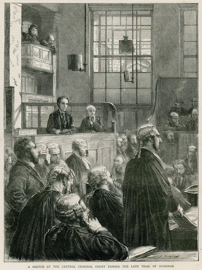 OConnor裁判後期の中央刑事裁判所でのスケッチ 作： English School
