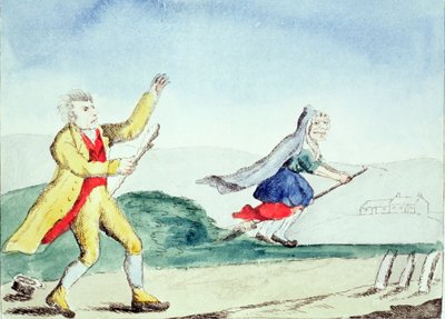 魔女は男爵を連れて男を怖がらせる、1790年代頃 作： English School