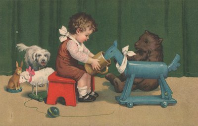 保育園でおもちゃで遊んで座っている少年 作： English School