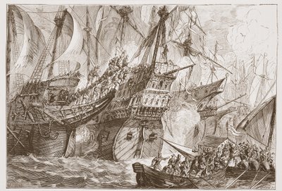 スペイン艦隊と海乞食の船の間のアクション、ジェームズエイトケンワイリー（1808-1890）によるプロテスタンティズムの歴史のイラスト、パブ。 1878 作： English School