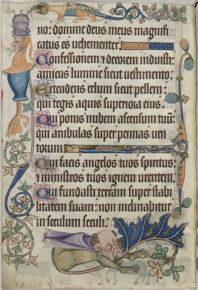 追加。 42130、f.182v詩篇103、「Luttrell Psalter」からのグロテスク、c.1325-35（ベラム） 作： English School