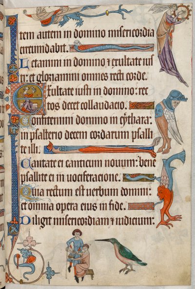 追加。 42130、f.61、患者から出血する医師、「Luttrell Psalter」、c.1325-35 (ベラム) より 作： English School