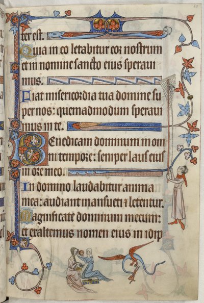 追加。 42130、f.63トイレの女性、「The Luttrell Psalter」のイラスト、c.1321-35（ベラム） 作： English School