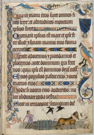 追加。 42130 fol.171 Harrowing、「Luttrell Psalter」から、c.1325-35 (ベラム) 作： English School
