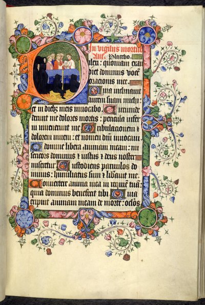 追加。 42131 f.46r、Vigils of the Dead (Office of the Dead)、Bedford Hours および Psalter のゴシック様式の四角形を使用 作： English School
