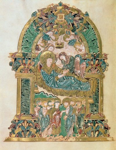 追加 49598 f.102v 聖母の被昇天、聖エセルウォルドの祝祷会、ウィンチェスター、c.980 (ベラム) 作： English School