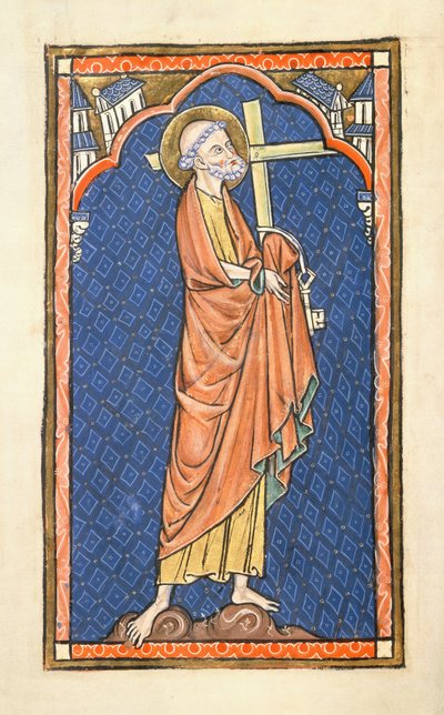 追加 50000 f.7v St. Peter、Oscott Psalter、c.1270 (ベラム) から 作： English School