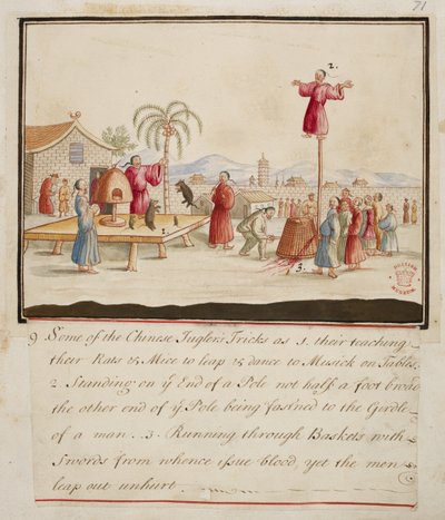 追加。 5353、f.71 中国のジャグラーのトリックの一部、さまざまな国の衣装のコレクションから 作： English School