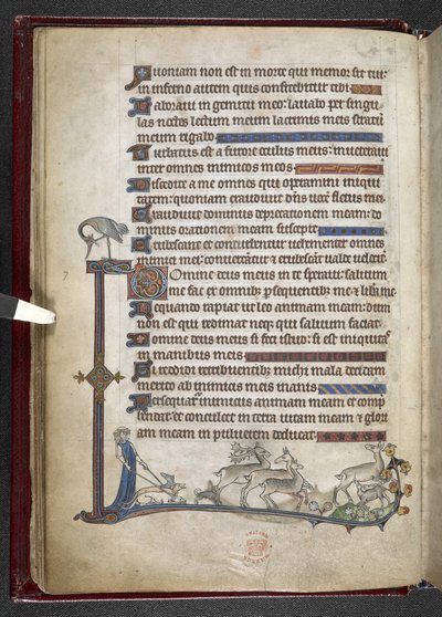MS 24686、f.13v 部分的な境界線を形成する辺縁拡張を伴う詩篇、c.1284-1316 (ベラム) を追加 作： English School