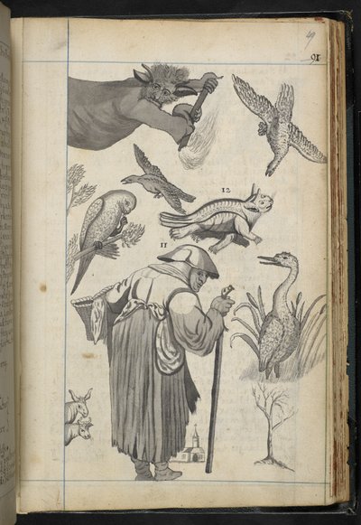 MS 32496 f.49r を追加 「フューストーンのエドワード・フェアファックス氏の家族で演じられた魔術の談話」からのイラスト (彫刻) 作： English School