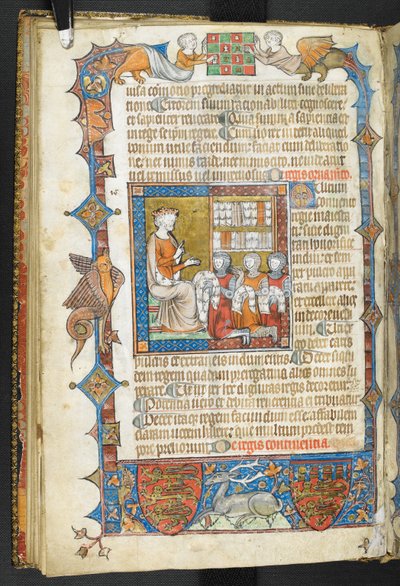 MS 47680、f.17v、King with Knights and Furs、「Secretum Secretorum」から追加 作： English School