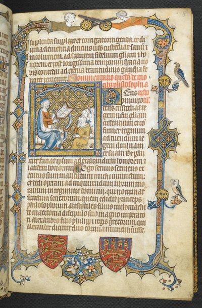 「Secretum Secretorum」から MS 47680、f.8r、アリストテレスの教えを追加 作： English School