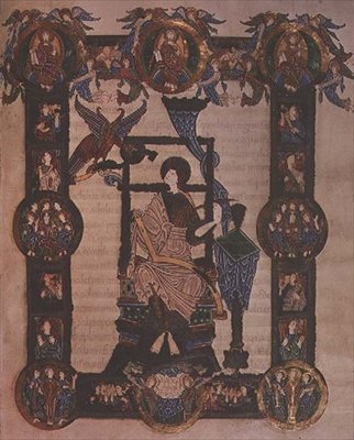 追加の 34890、f.114v: 伝道者聖ヨハネ、グリムバルド福音書、1020 年頃 (ベラム) 作： English School