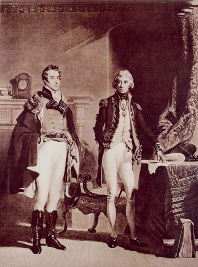 ネルソン提督（1758-1805）とアーサーウェルズリー大佐（1769-1852）ウェリントン公爵 作： English School