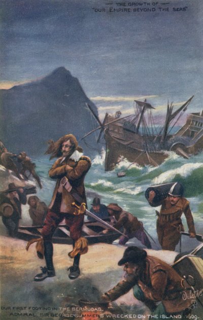 1609年、バミューダで難破したジョージサマーズ提督 作： English School