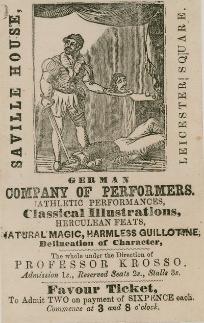 German Company of Performers、Saville House、レスタースクエア、ロンドンの広告 作： English School