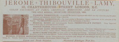 Jerome Thibouville-Lamyの広告、10 Charterhouse Street、ロンドン、楽器メーカー 作： English School