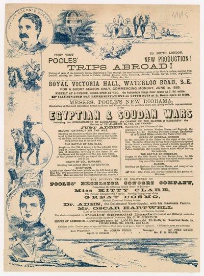 Joseph Pooles Trips Abroad、Royal Victoria Hall、Walterloo Road、Londonの広告 作： English School