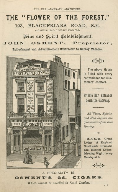 フラワー・オブ・ザ・フォレストの広告、123 Blackfriars Road、ロンドン 作： English School