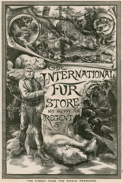 The International Fur Store、163＆165 Regent Street、ロンドンの広告 作： English School