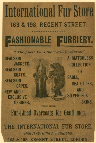 International Fur Store、163＆198 Regent Street、ロンドンの広告 作： English School