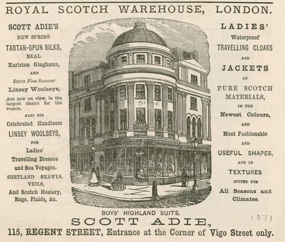 Royal Scotch Warehouse、115 Regent Street、ロンドンの広告 作： English School