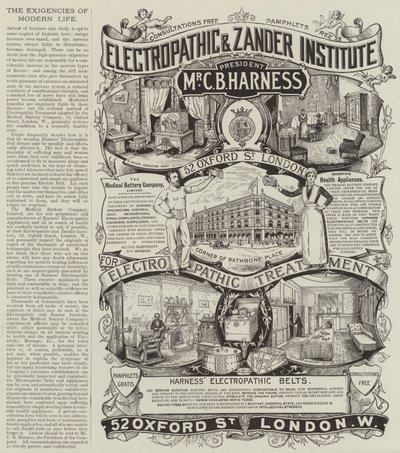The Medical Battery Company」の広告（彫刻）。 作： English School