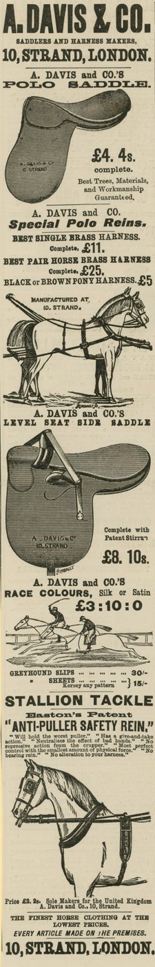 A Davis＆Coのサドラーとハーネスメーカーの広告 作： English School