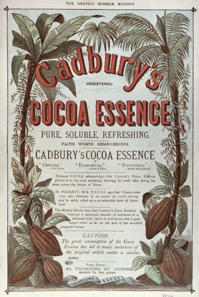 キャドバリーココアエッセンスの広告、グラフィック、1878年 作： English School