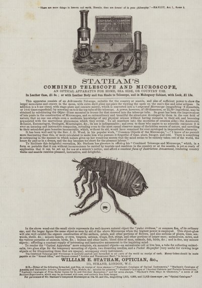Stathamsの望遠鏡と顕微鏡を組み合わせた広告 作： English School