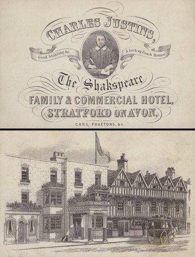 The Shakspeare Hotel, Stratford on Avon, Warwickshireの広告(彫刻) 作： English School