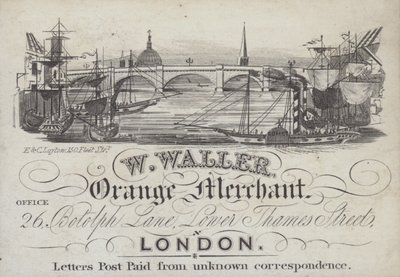 W Waller, Orange Merchant, Londonの広告（リトグラフ版 作： English School
