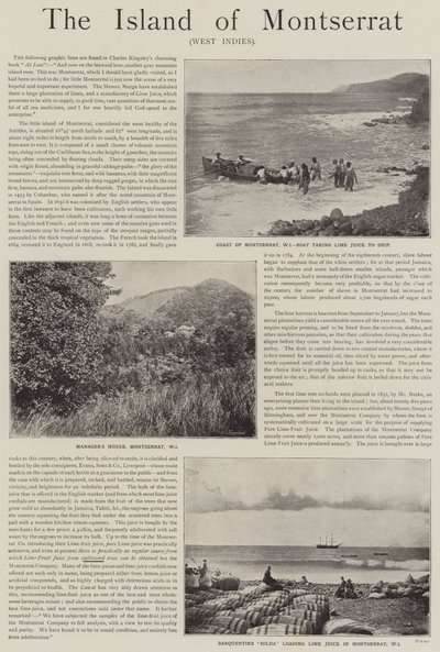 西インド諸島・モントセラト島の広告（彫刻 作： English School