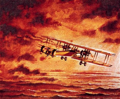ビッカース「Vimy」のアルコックとブラウン 作： English School