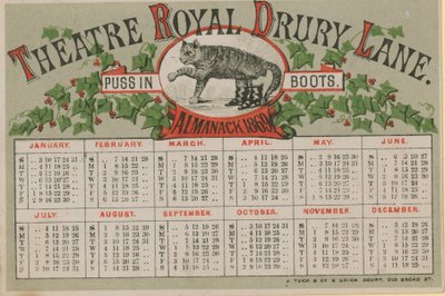 Theater Royal Drury Laneによって発行された1869年のアルマナック 作： English School