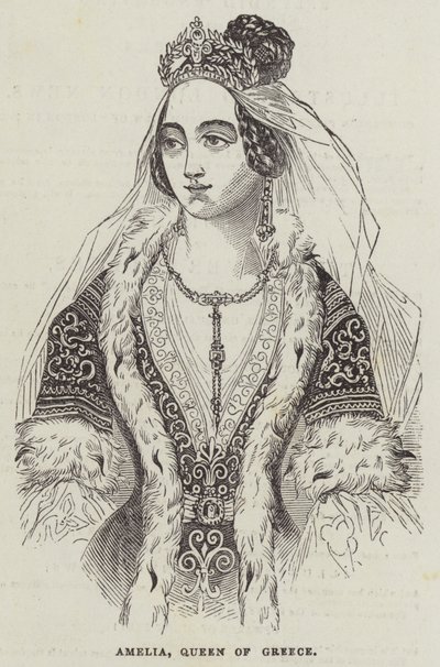 ギリシャの女王、アメリア（版画 作： English School